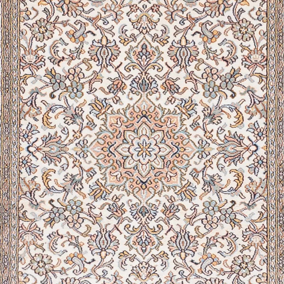 Tappeto corsia Tappeto di seta - Seta del Kashmir - 480 x 79 cm - beige scuro