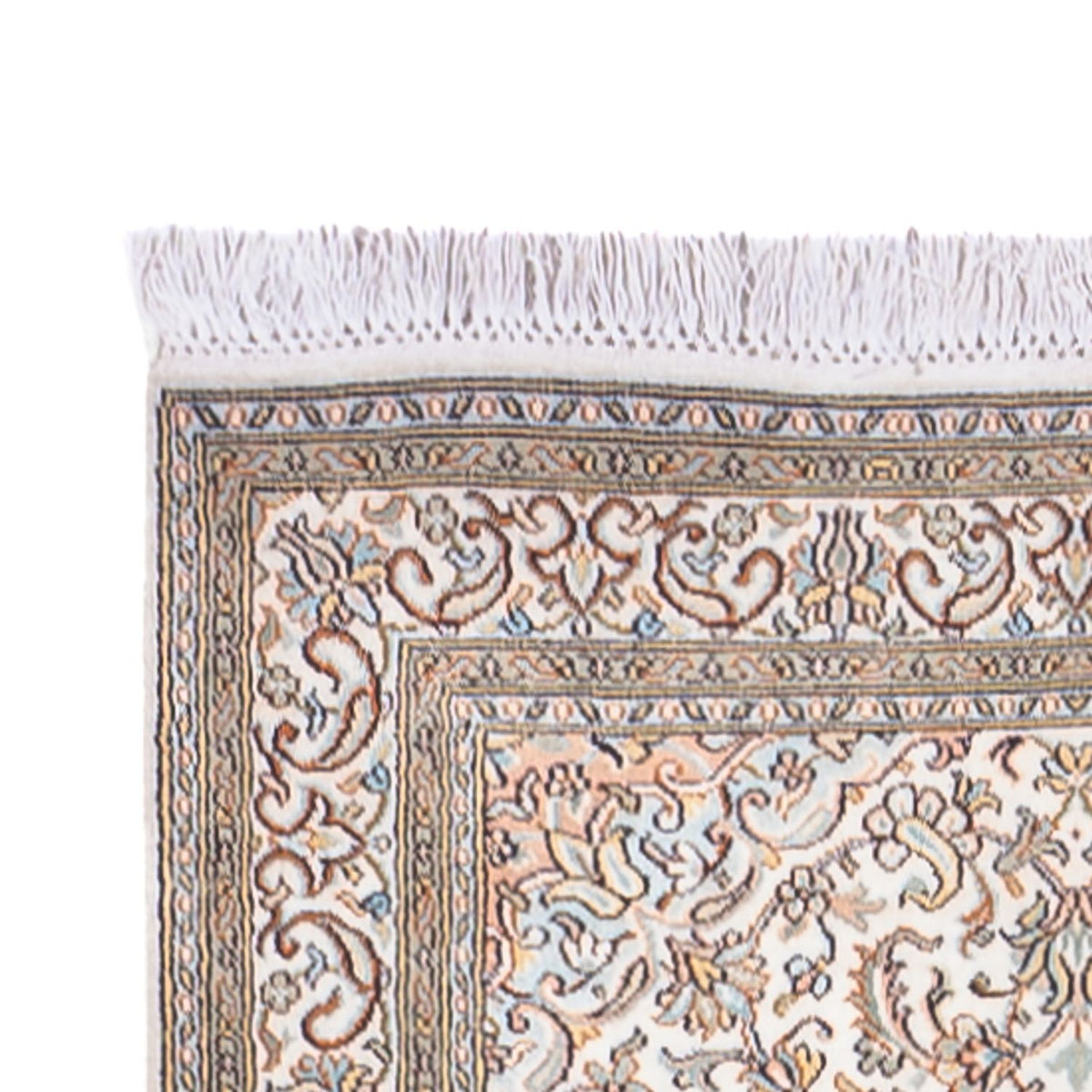 Tappeto corsia Tappeto di seta - Seta del Kashmir - 480 x 79 cm - beige scuro
