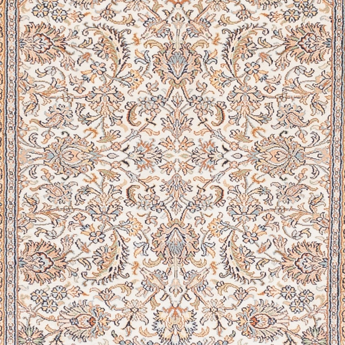 Tappeto corsia Tappeto di seta - Seta del Kashmir - 447 x 98 cm - crema