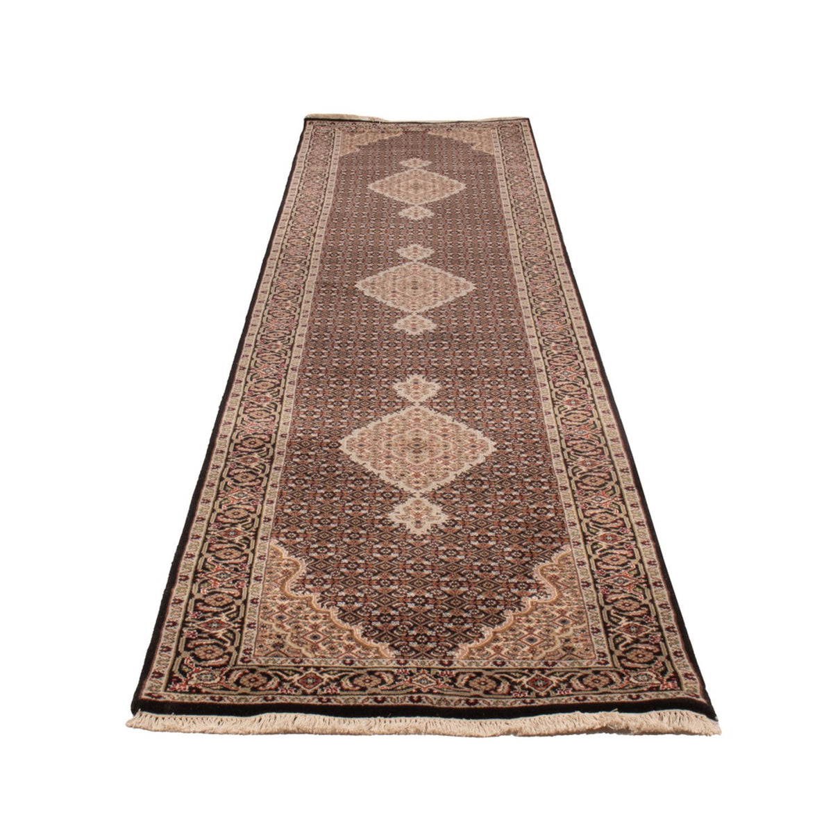 Tappeto corsia Tappeto orientale - Tabriz - 406 x 82 cm - antracite