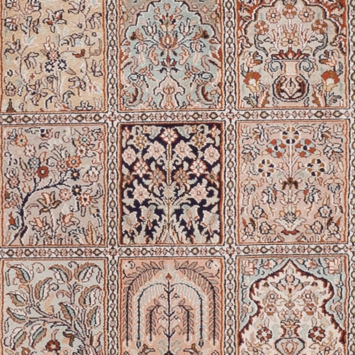 Tappeto corsia Tappeto di seta - Seta del Kashmir - 298 x 77 cm - beige scuro