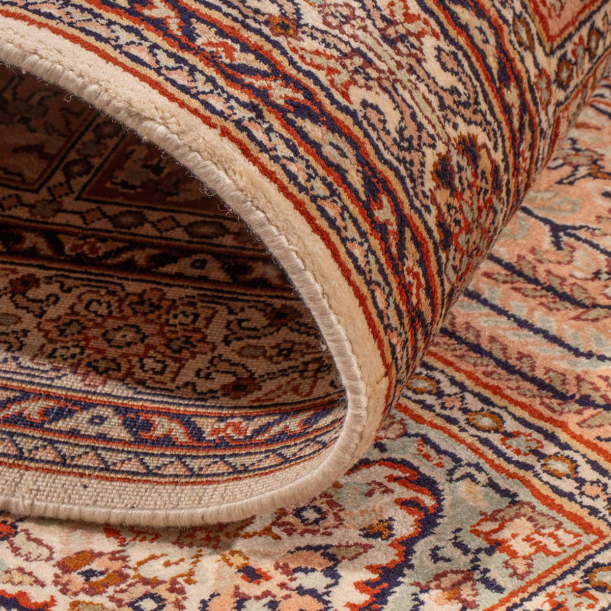 Tappeto corsia Tappeto di seta - Seta del Kashmir - 298 x 77 cm - beige scuro