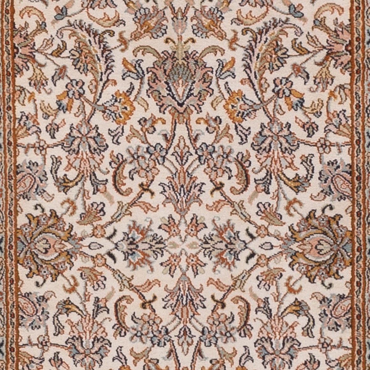 Tappeto corsia Tappeto di seta - Seta del Kashmir - 325 x 76 cm - beige chiaro