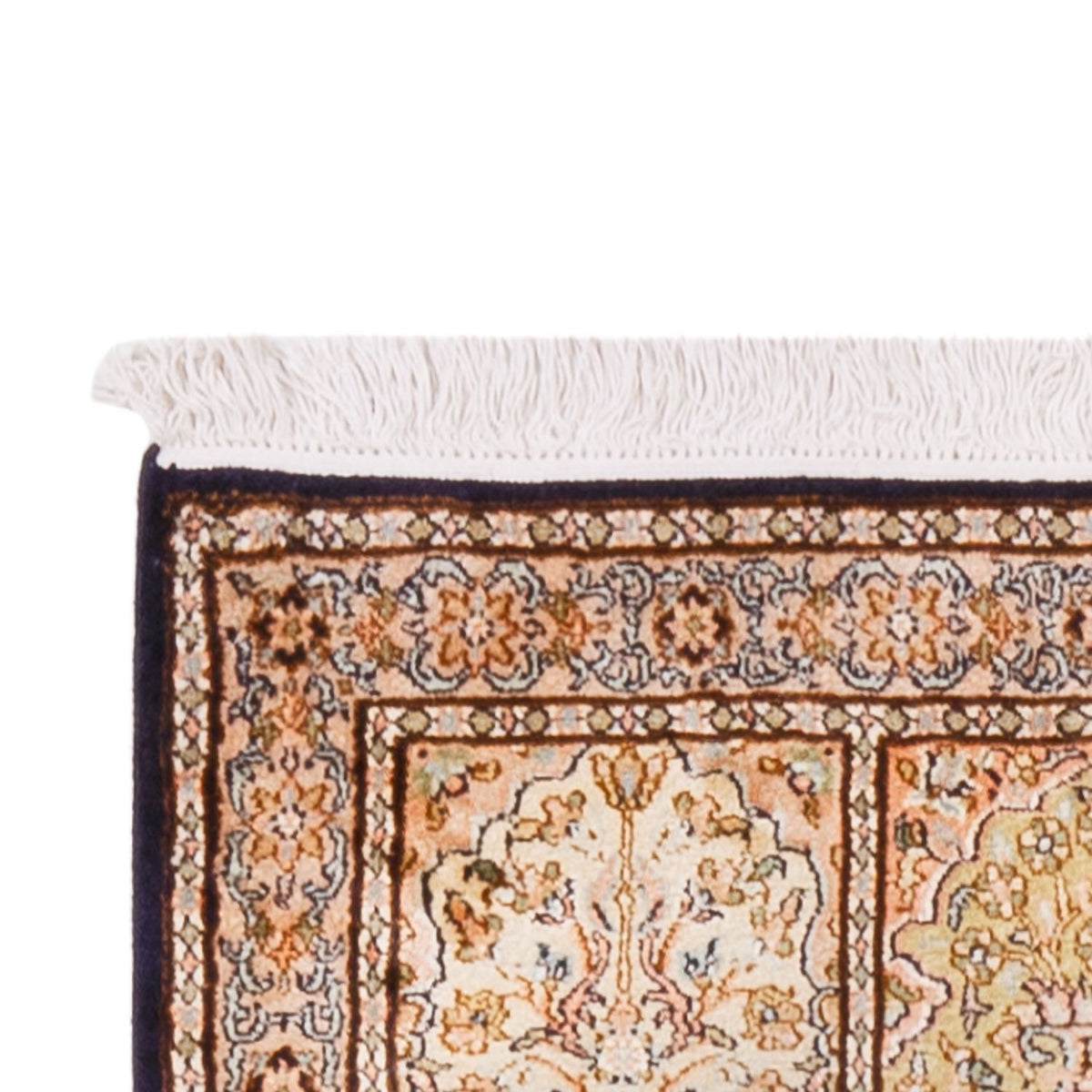 Tappeto corsia Tappeto di seta - Seta del Kashmir - 304 x 77 cm - beige scuro