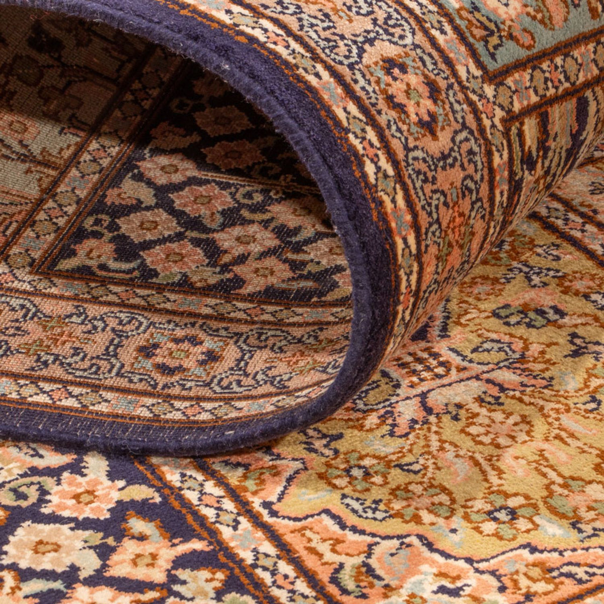 Tappeto corsia Tappeto di seta - Seta del Kashmir - 304 x 77 cm - beige scuro