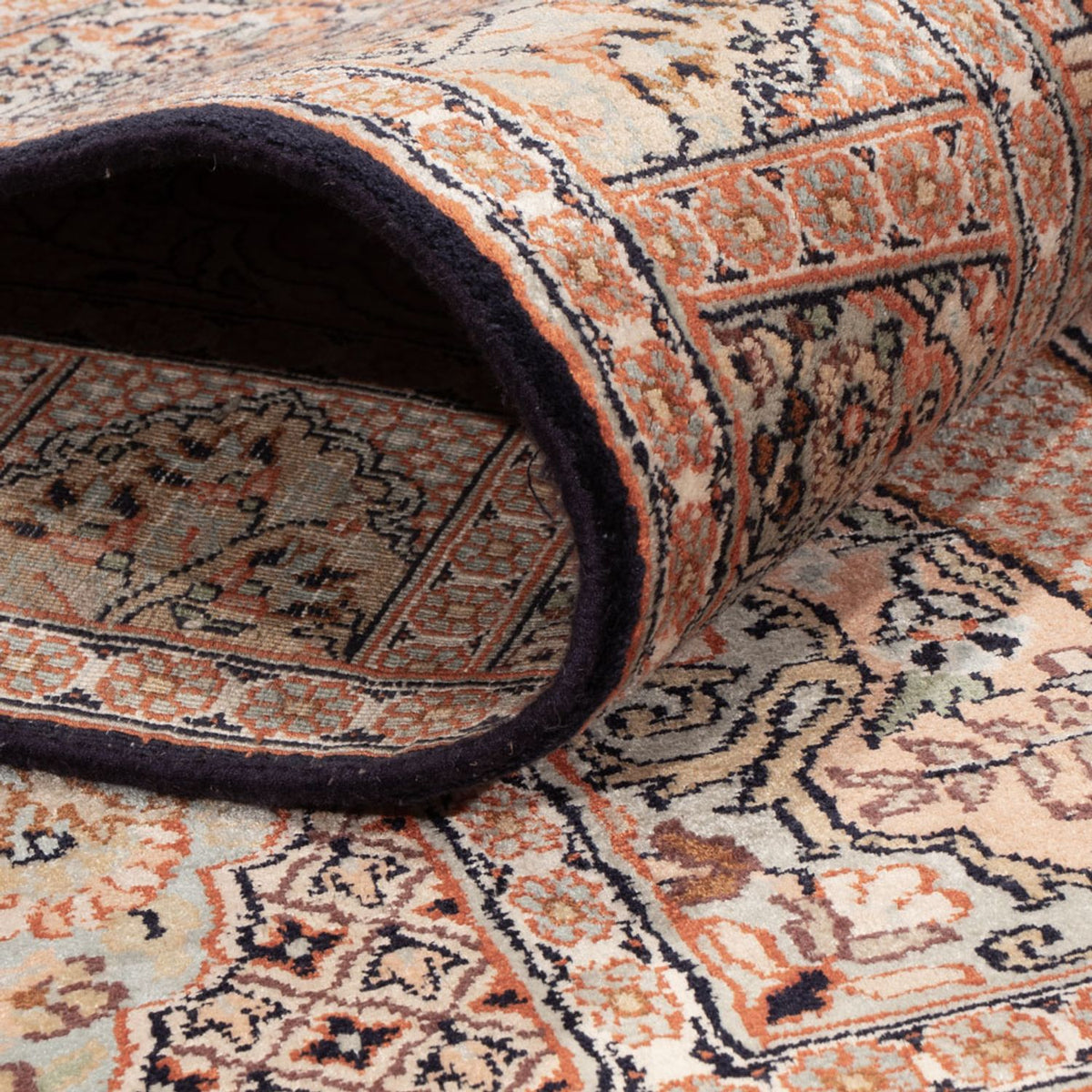 Tappeto corsia Tappeto di seta - Seta del Kashmir - 236 x 80 cm - beige scuro