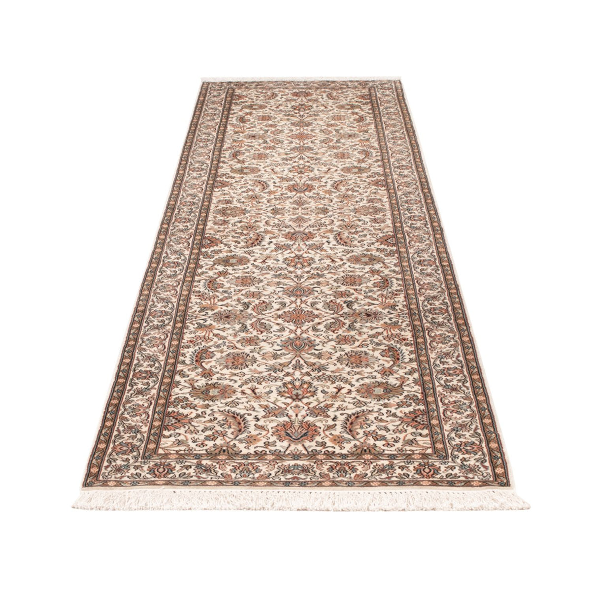 Tappeto corsia Tappeto di seta - Seta del Kashmir - 308 x 80 cm - beige