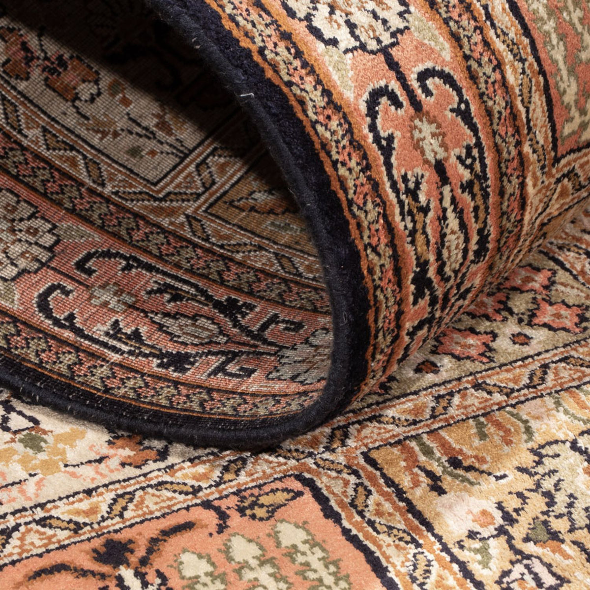 Tappeto corsia Tappeto di seta - Seta del Kashmir - 280 x 77 cm - beige scuro