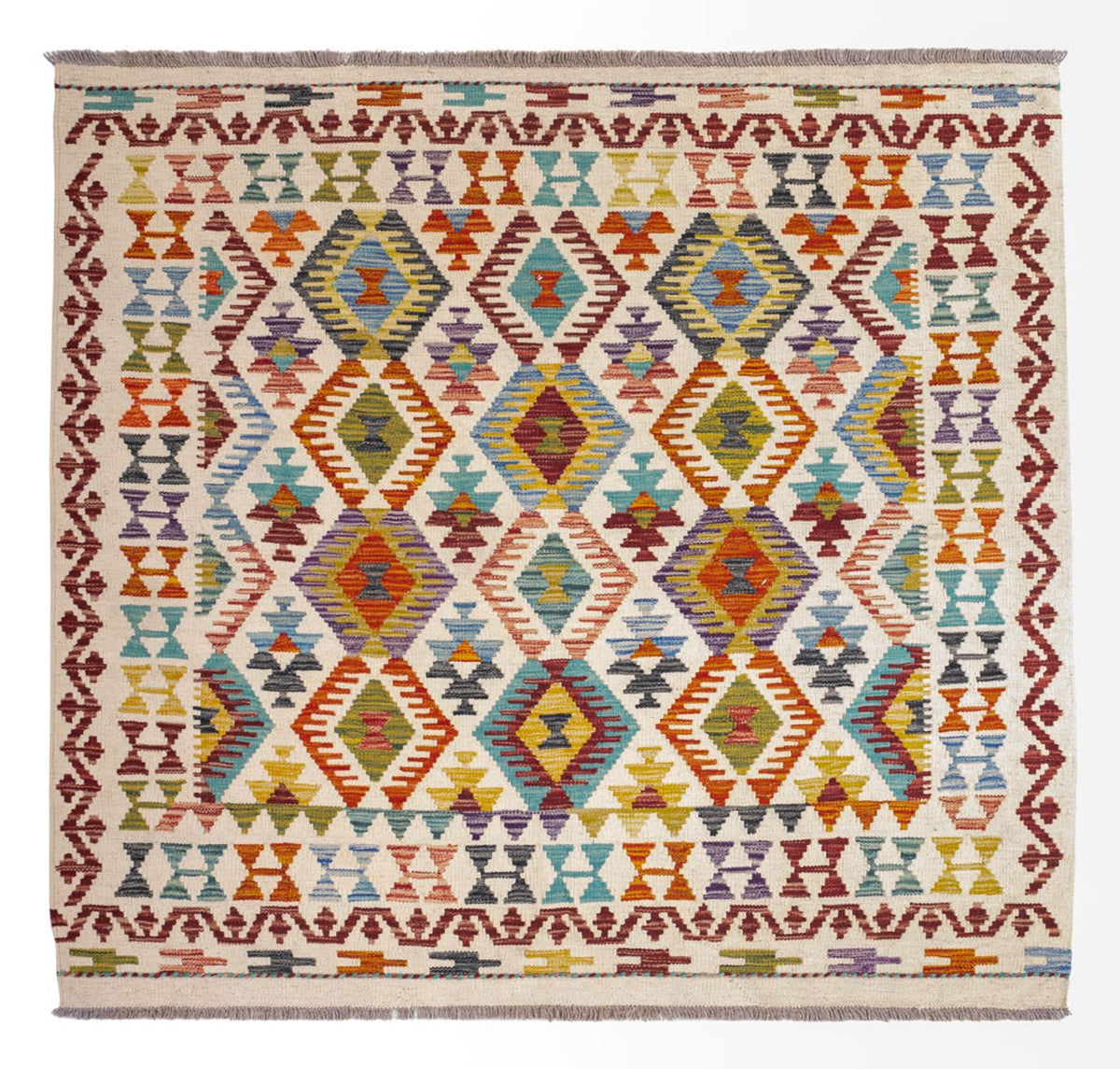 Tappeto Kelim - Splash quadrato - 154 x 143 cm - multicolore