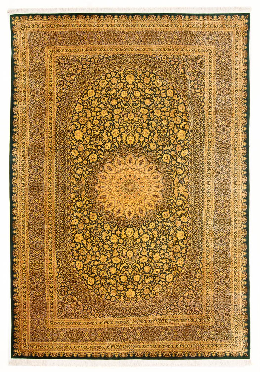 Tappeto di seta - Ghom seta - Premio - 294 x 196 cm - verde oliva