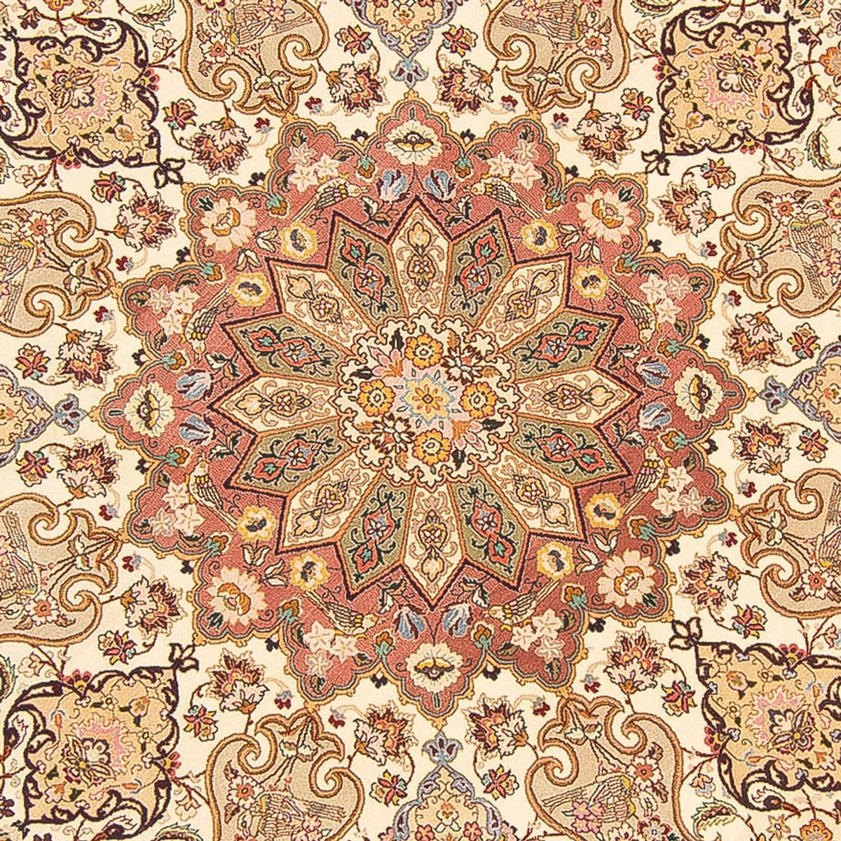 Tappeto Persero - Tabriz - Reale rotondo  - 200 x 200 cm - crema