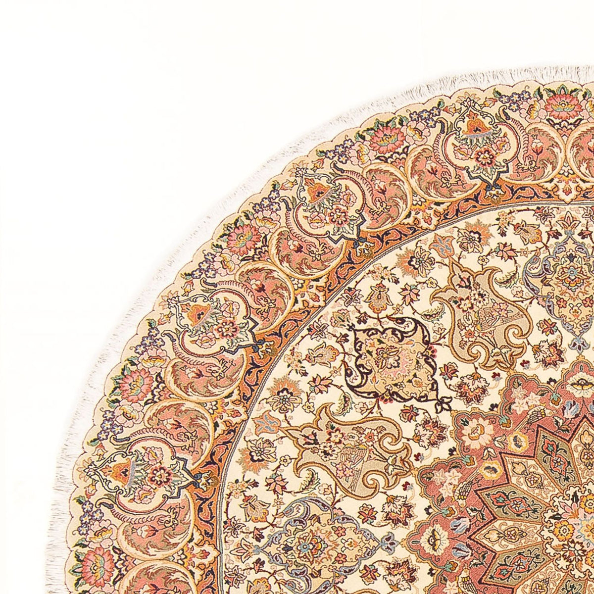 Tappeto Persero - Tabriz - Reale rotondo  - 200 x 200 cm - crema
