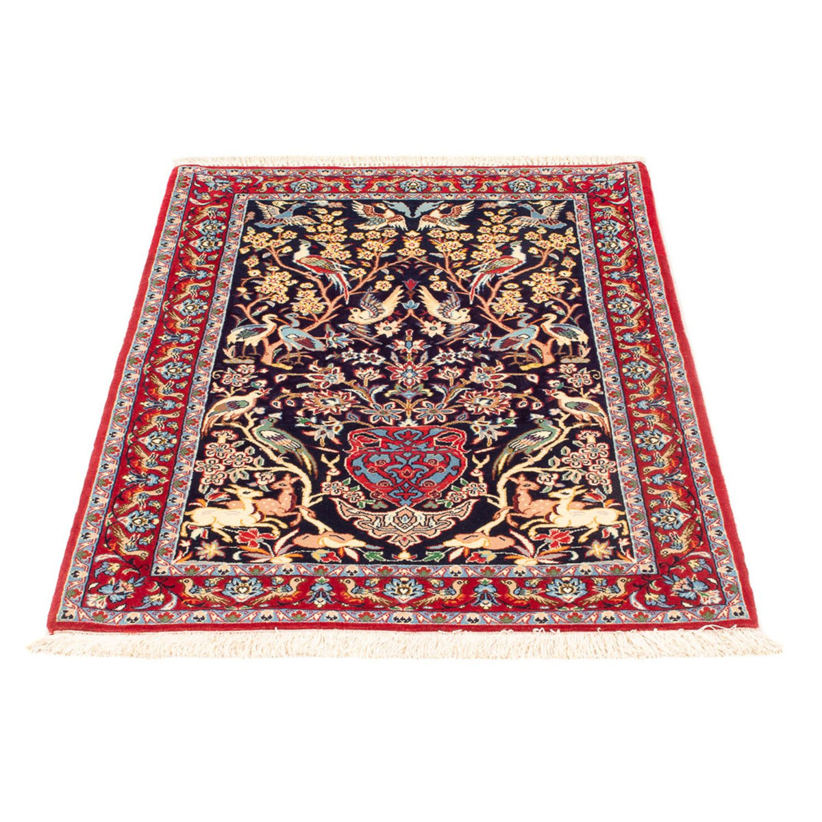 Tappeto Persero - Isfahan - Premio - 106 x 72 cm - blu scuro