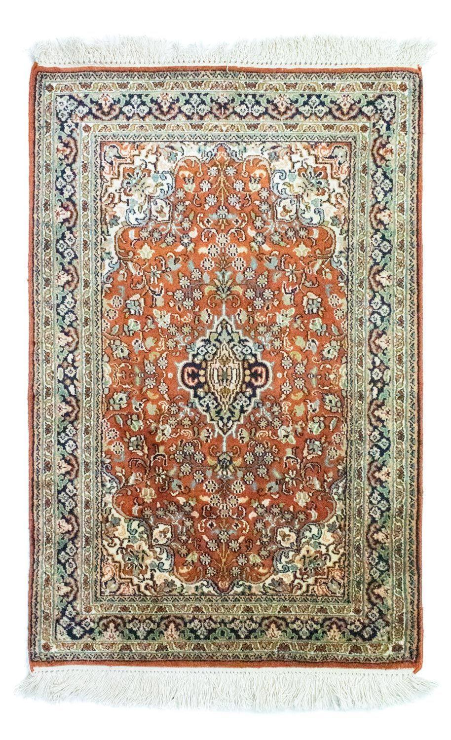 Tappeto di seta - Seta del Kashmir - 94 x 63 cm - ruggine