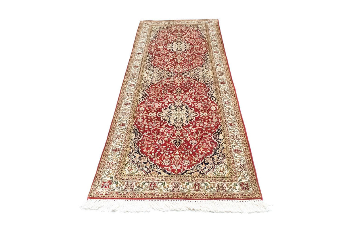 Tappeto corsia Tappeto di seta - Seta del Kashmir - 237 x 80 cm - rosso