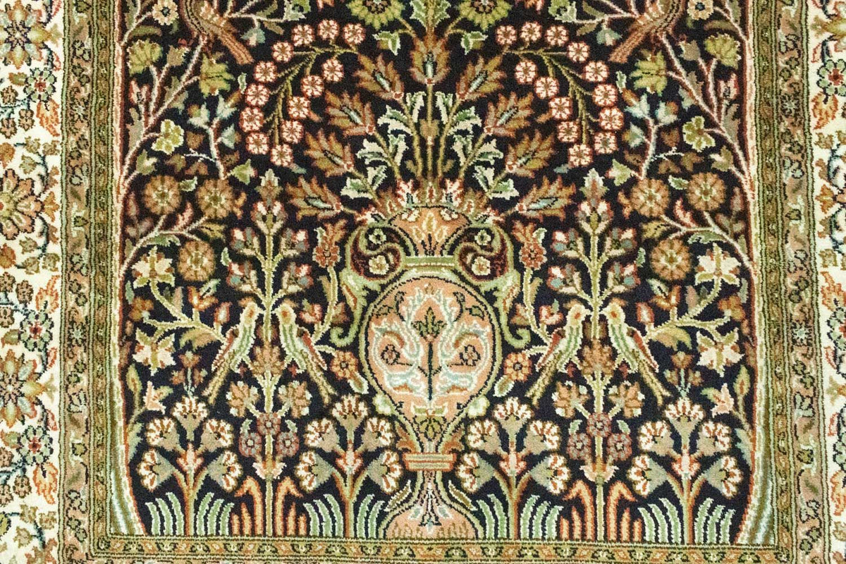 Tappeto di seta - Seta del Kashmir - 156 x 95 cm - blu