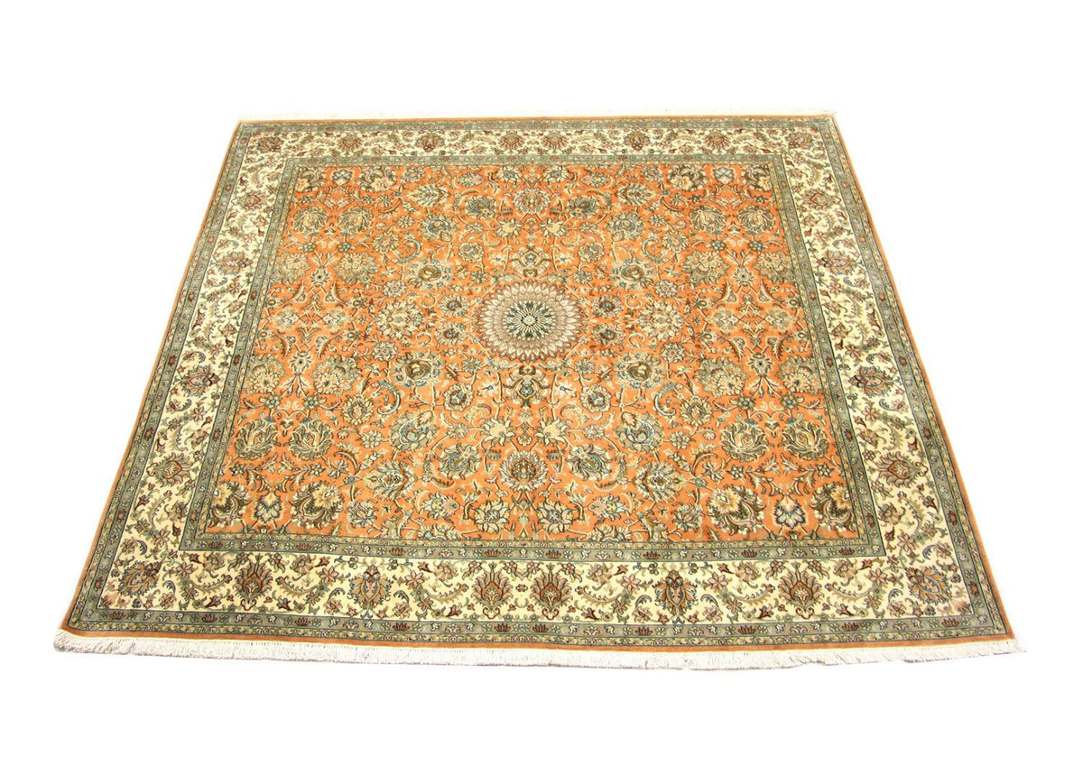 Tappeto di seta - Seta del Kashmir quadrato - 216 x 211 cm - arancione