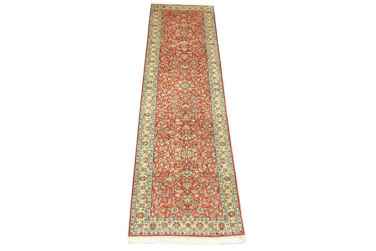 Tappeto corsia Tappeto di seta - Seta del Kashmir - 292 x 78 cm - arancione