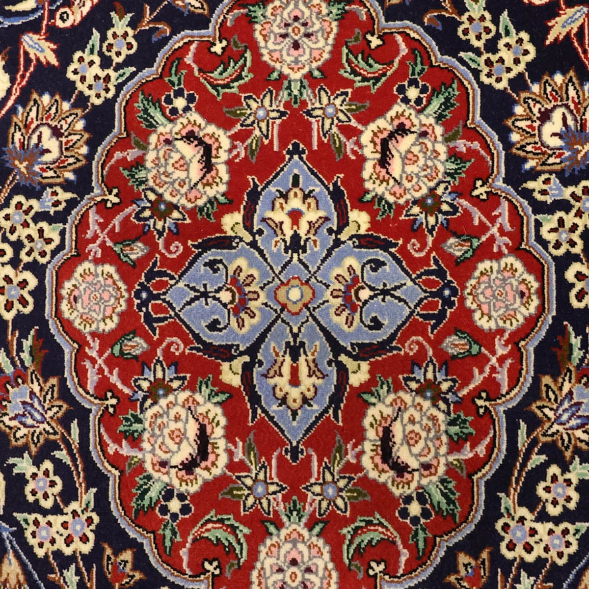 Tappeto orientale - Isfahan - Ordito di seta - 166 x 114 cm - blu scuro