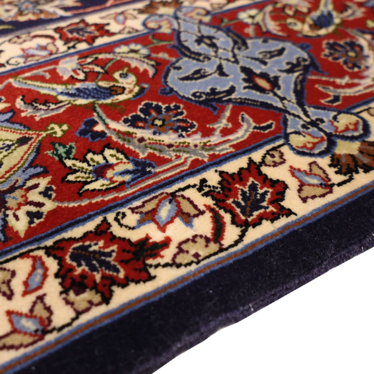 Tappeto orientale - Isfahan - Ordito di seta - 166 x 114 cm - blu scuro