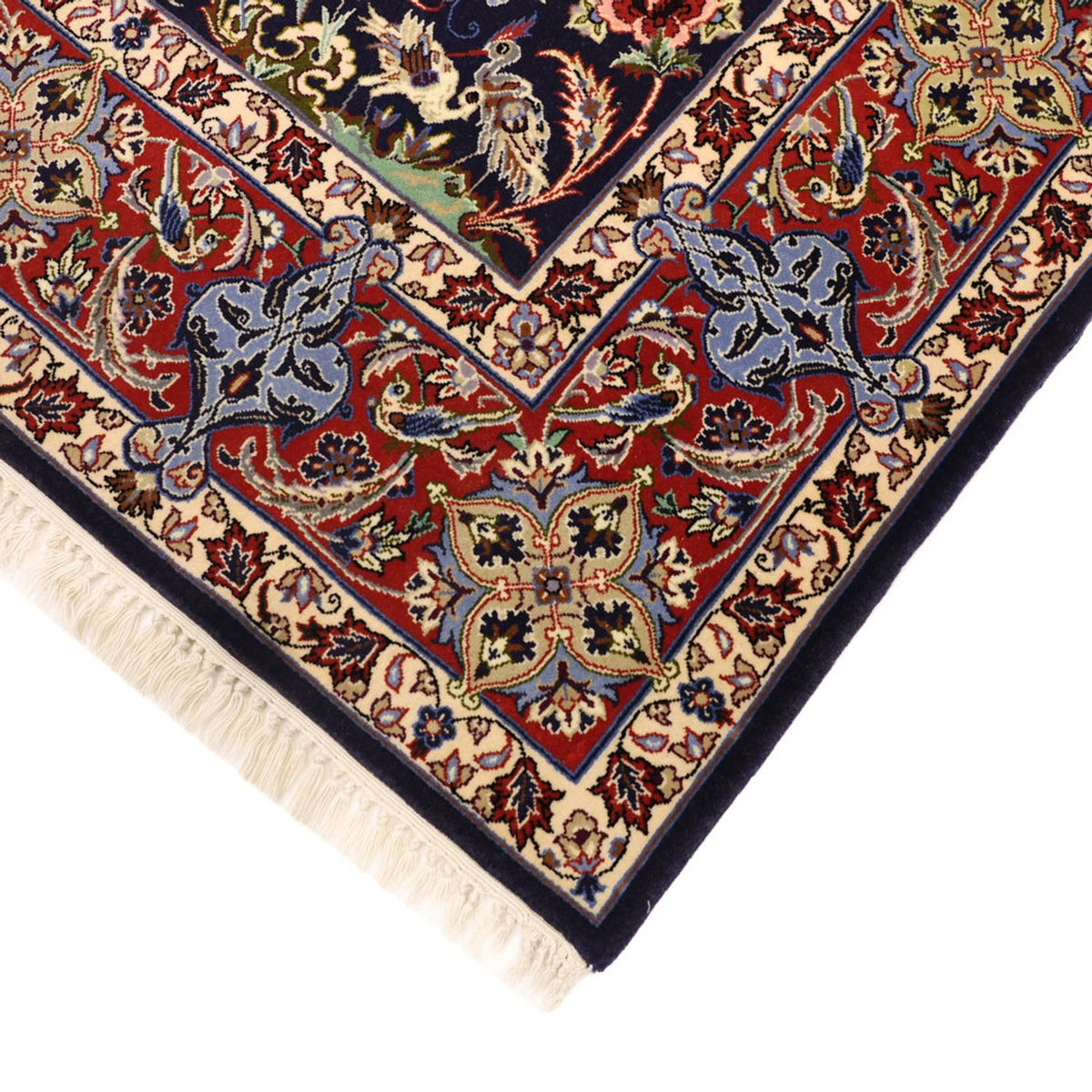 Tappeto orientale - Isfahan - Ordito di seta - 166 x 114 cm - blu scuro