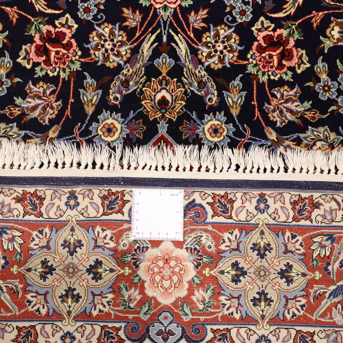 Tappeto orientale - Isfahan - Ordito di seta - 166 x 114 cm - blu scuro