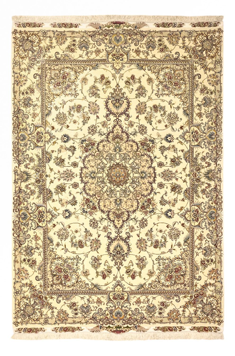 Tappeto Persero - Tabriz - Reale - Ordito di seta - 219 x 148 cm - beige