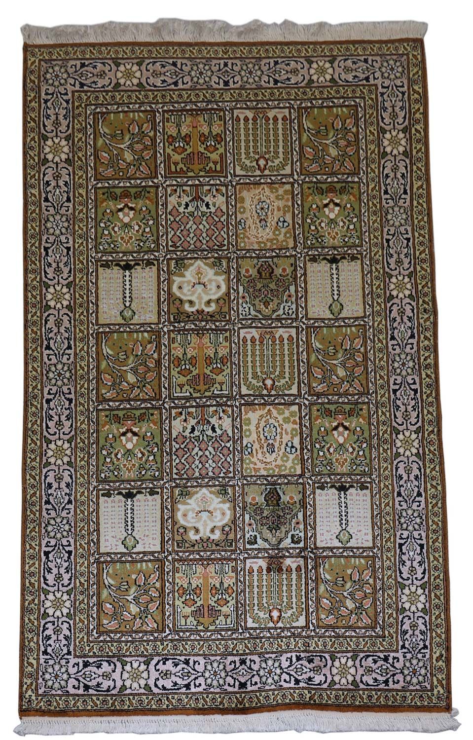 Tappeto di seta - Seta del Kashmir - 152 x 90 cm - marrone