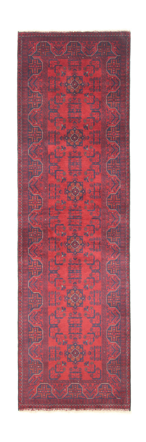 Tappeto corsia Tappeto afgano - Kunduz - 287 x 83 cm - rosso scuro