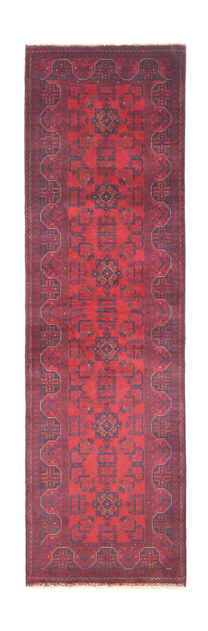 Tappeto corsia Tappeto afgano - Kunduz - 287 x 83 cm - rosso scuro