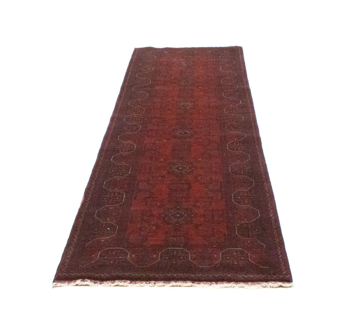 Tappeto corsia Tappeto afgano - Kunduz - 287 x 83 cm - rosso scuro