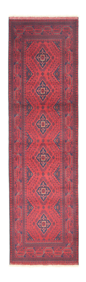 Tappeto corsia Tappeto afgano - Kunduz - 296 x 84 cm - rosso scuro