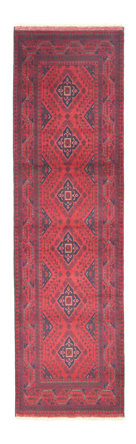 Tappeto corsia Tappeto afgano - Kunduz - 296 x 84 cm - rosso scuro