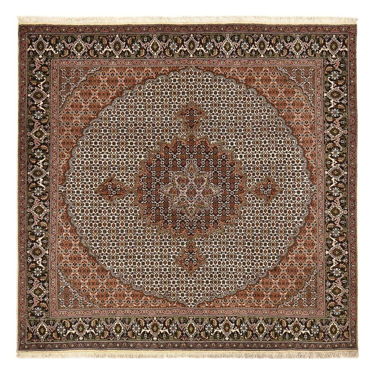 Tappeto Persero - Tabriz - Reale quadrato - 207 x 204 cm - marrone