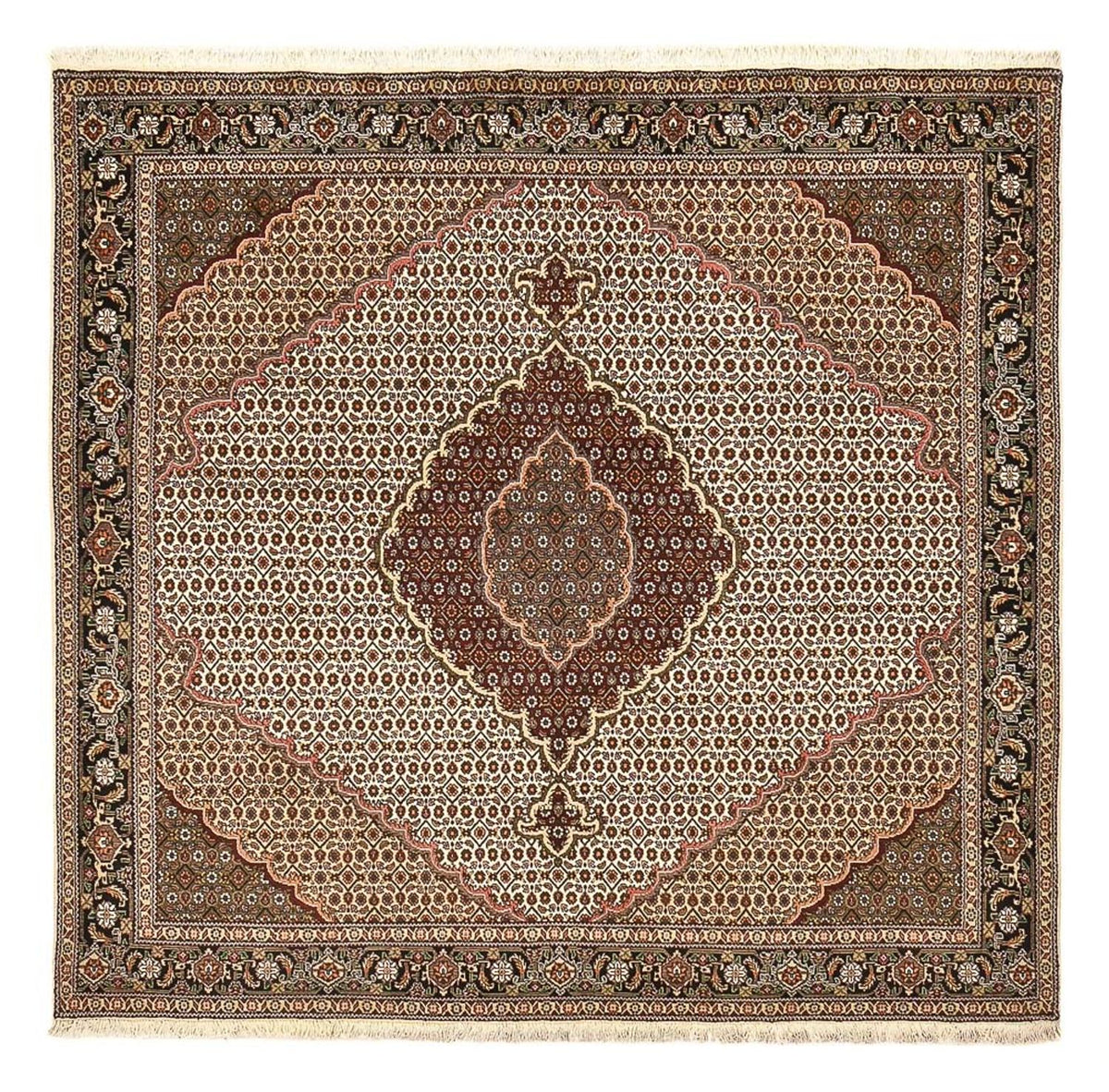 Tappeto Persero - Tabriz - Reale quadrato - 200 x 200 cm - marrone chiaro