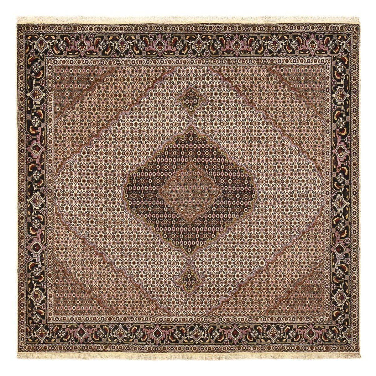 Tappeto Persero - Tabriz - Reale quadrato - 204 x 204 cm - marrone