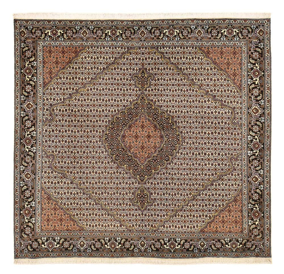 Tappeto Persero - Tabriz - Reale quadrato - 202 x 200 cm - sabbia