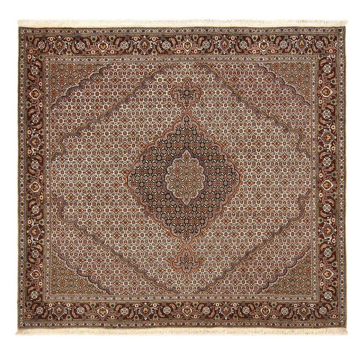 Tappeto Persero - Tabriz - Reale quadrato  - 204 x 198 cm - marrone