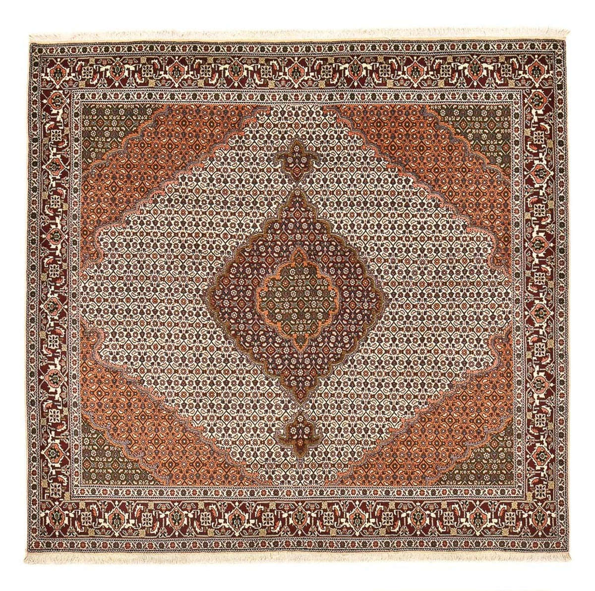Tappeto Persero - Tabriz - Reale quadrato - 203 x 200 cm - marrone chiaro