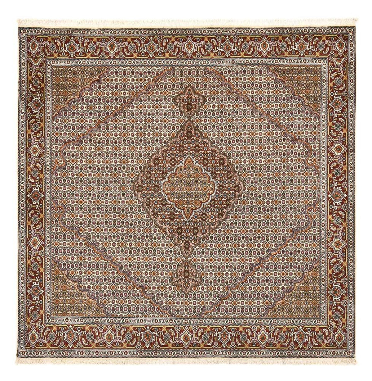 Tappeto Persero - Tabriz - Reale quadrato  - 208 x 198 cm - marrone chiaro