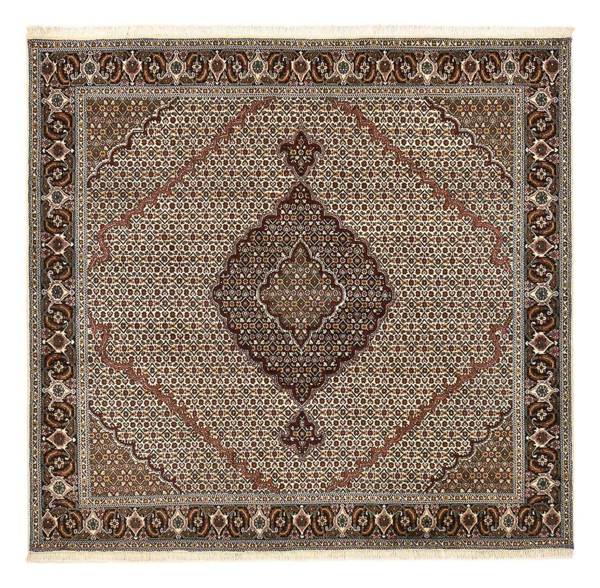 Tappeto Persero - Tabriz - Reale quadrato  - 200 x 200 cm - marrone