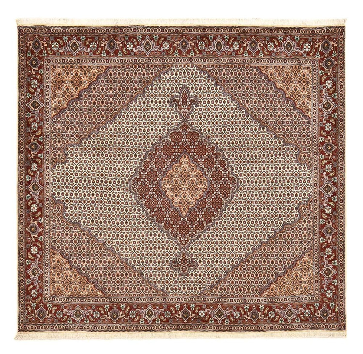 Tappeto Persero - Tabriz - Reale quadrato  - 204 x 198 cm - marrone chiaro