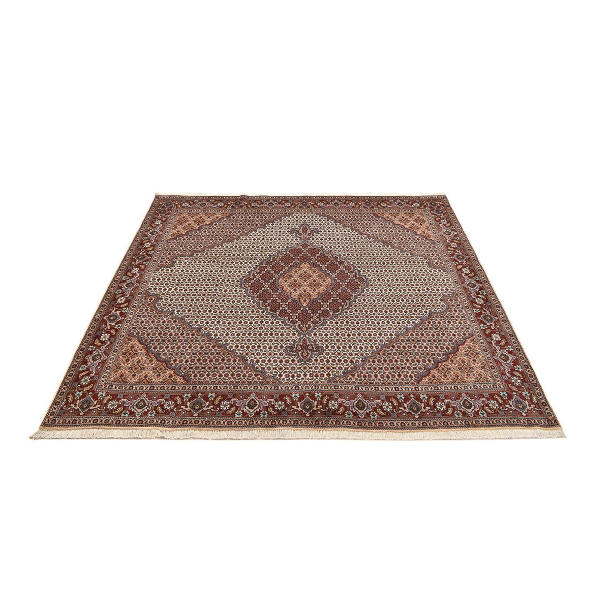 Tappeto Persero - Tabriz - Reale quadrato  - 204 x 198 cm - marrone chiaro