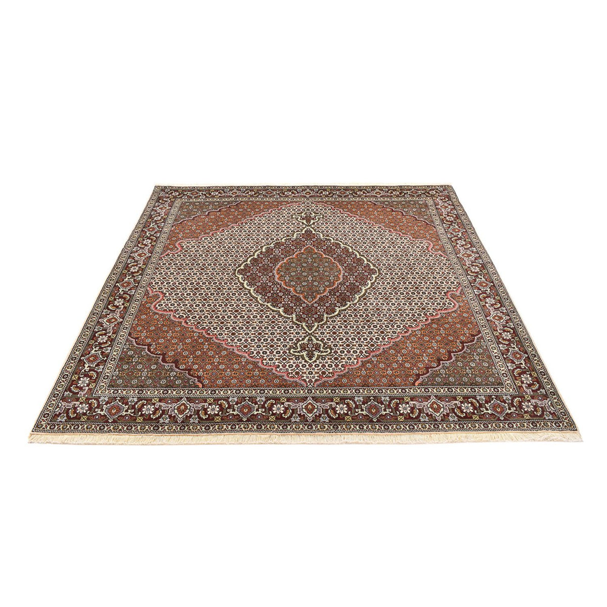 Tappeto Persero - Tabriz - Reale quadrato  - 205 x 201 cm - marrone chiaro