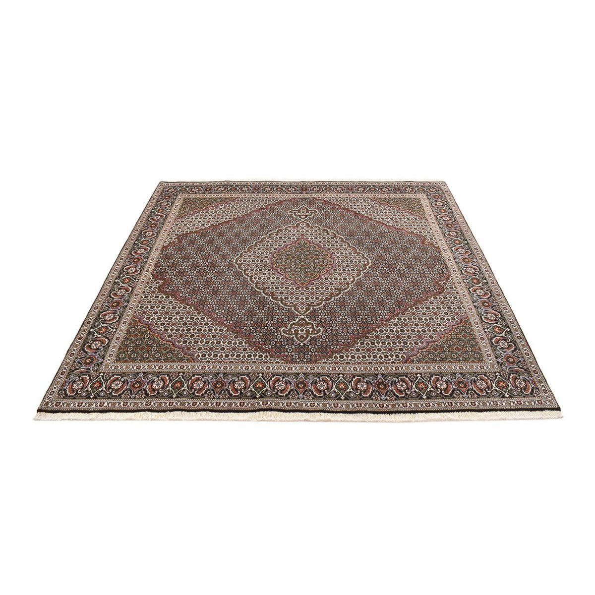Tappeto Persero - Tabriz - Reale quadrato  - 200 x 197 cm - marrone