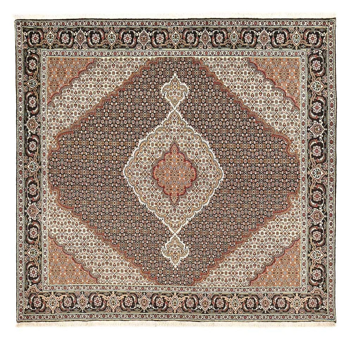 Tappeto Persero - Tabriz - Reale quadrato - 204 x 200 cm - marrone