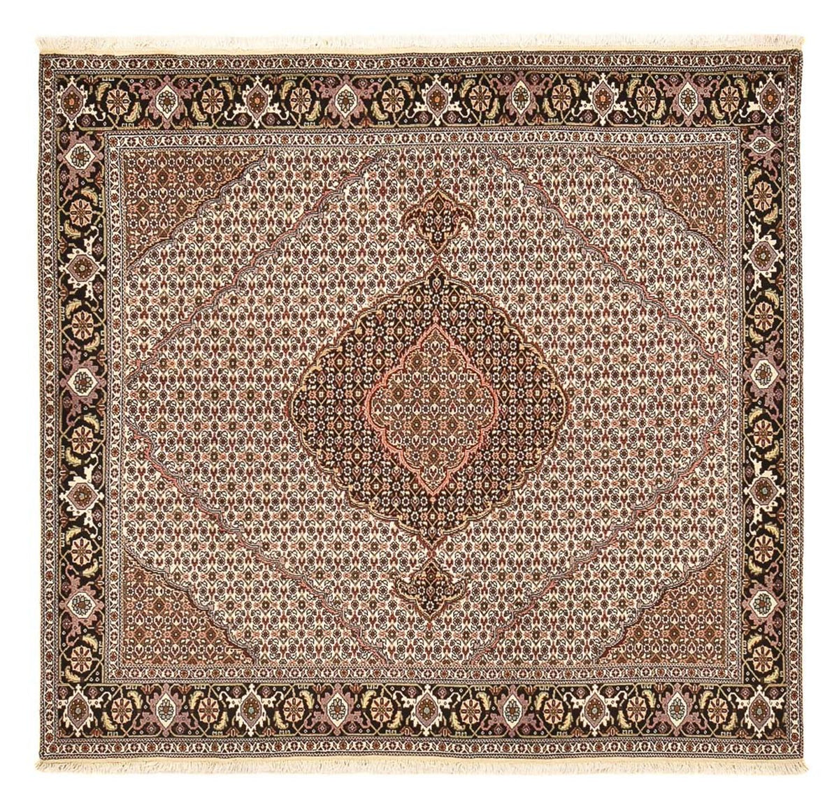 Tappeto Persero - Tabriz - Reale quadrato  - 198 x 194 cm - marrone chiaro
