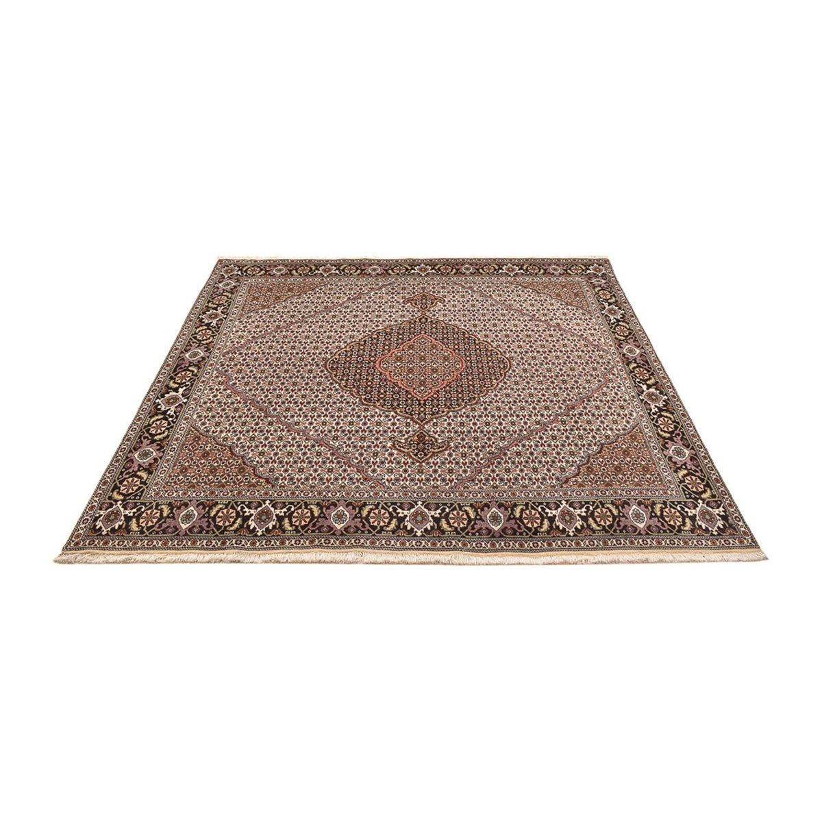 Tappeto Persero - Tabriz - Reale quadrato  - 198 x 194 cm - marrone chiaro