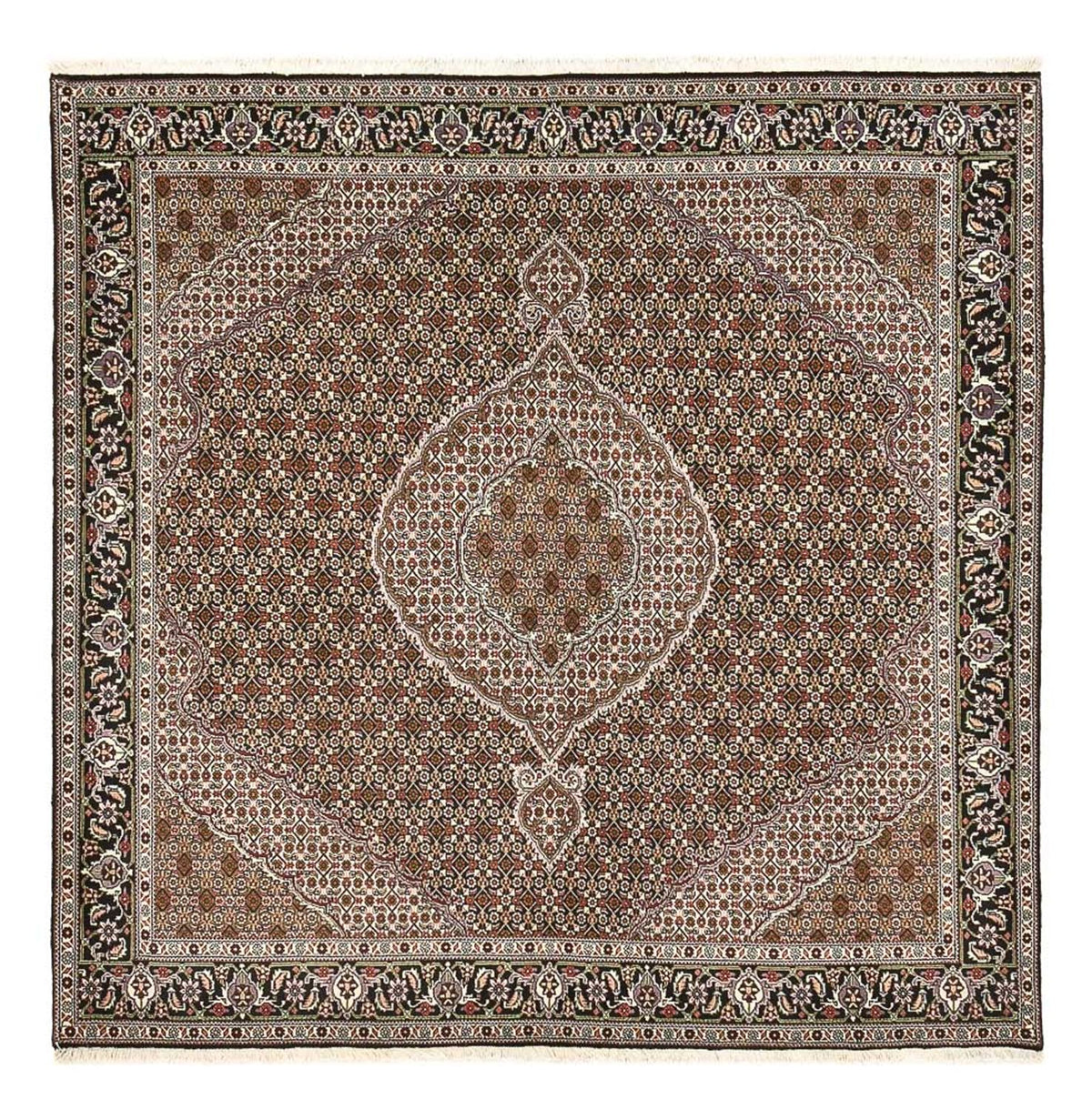 Tappeto Persero - Tabriz - Reale quadrato  - 204 x 193 cm - marrone