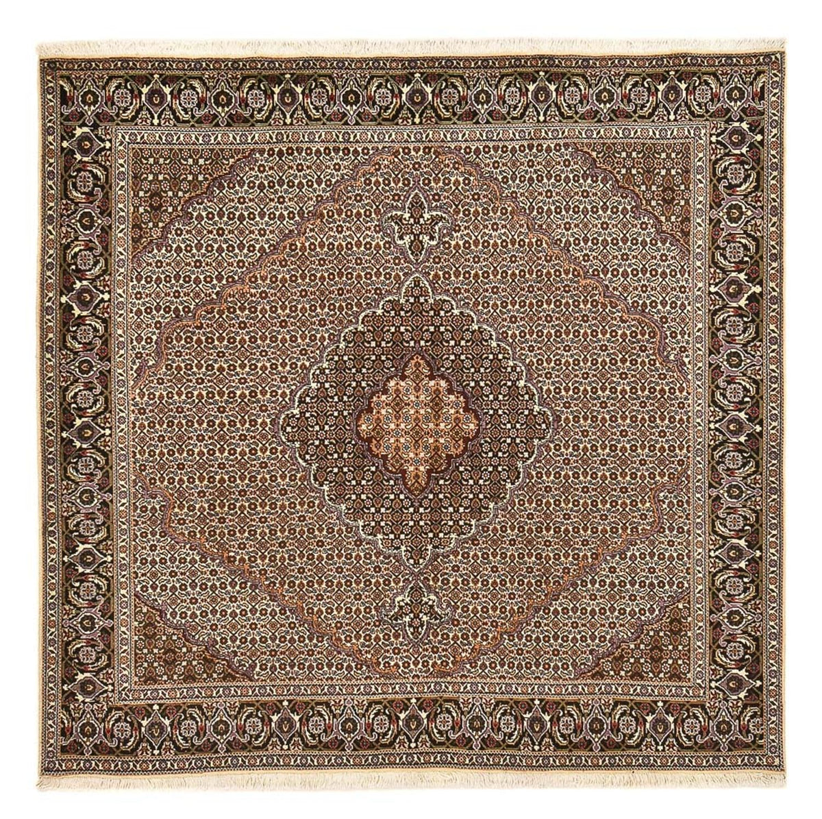 Tappeto Persero - Tabriz - Reale quadrato  - 202 x 202 cm - marrone